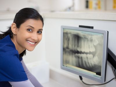 woman observing x-ray